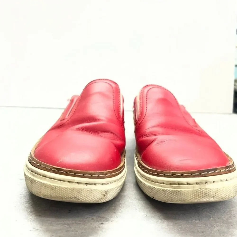 Maison Martin Margiela Red Leather Comfort Slip On Mule Shoes Mens Size 39/40